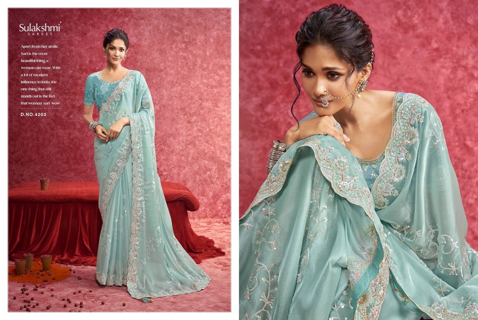  Ambika By Sulakshmi 4201 To 4209 Series Indian Traditional Wear Collection Fancy Colorful Party Wear Soft Silk Saree At Wholesale Price